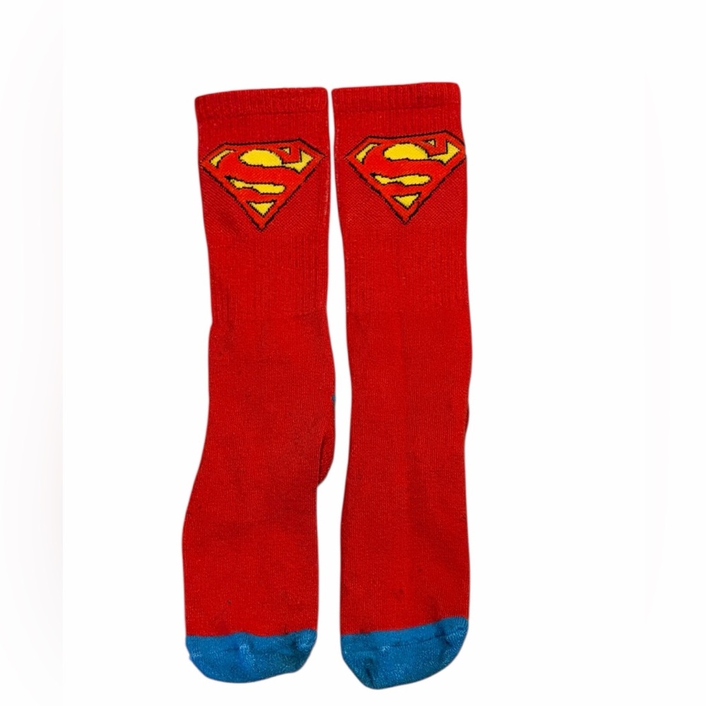 Superman Crew Socks Red Blue Logo DC Comics Novelty Socks Unisex